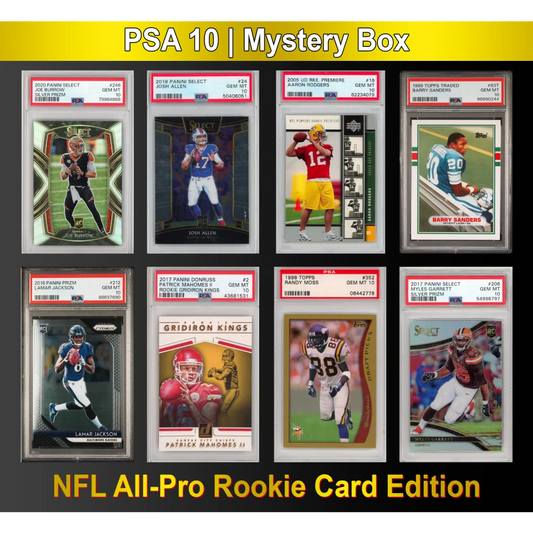 PSA 10 Graded NFL All-PRO Football Rookie Card Mystery Pack | Hall of Fame Sports Memorabilia | vintageantiquesgifts.com