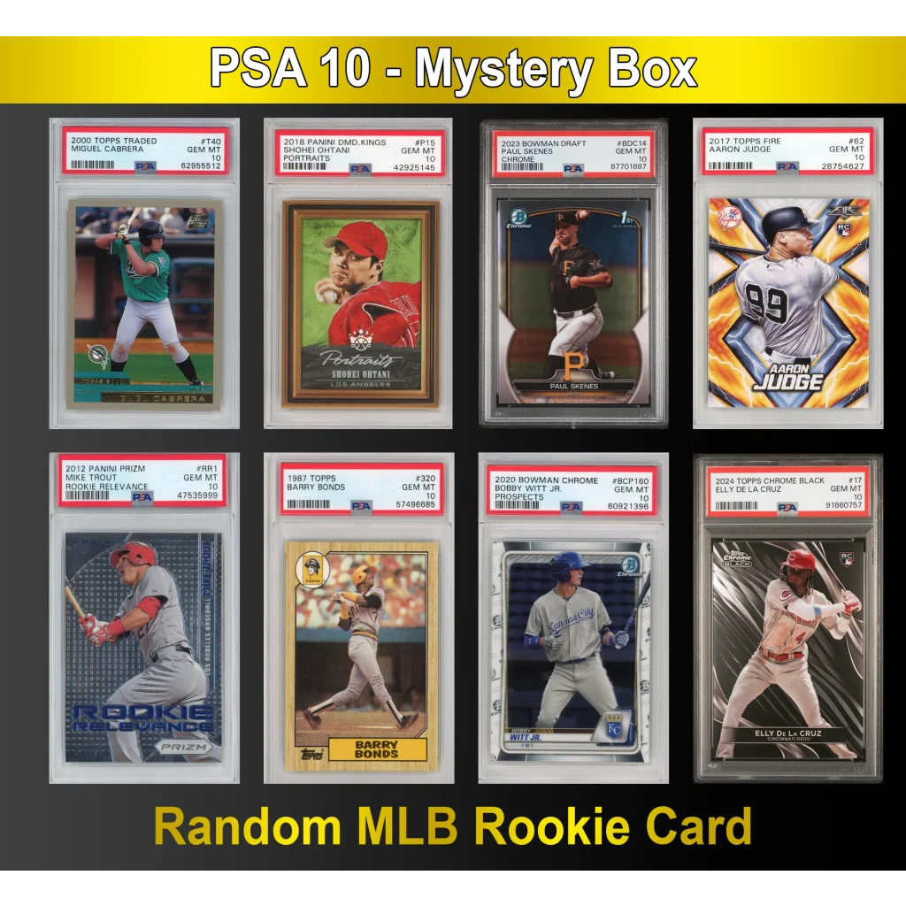 PSA 10 Graded Random MLB Baseball Rookie Card Mystery Pack | Hall of Fame Sports Memorabilia | vintageantiquesgifts.com