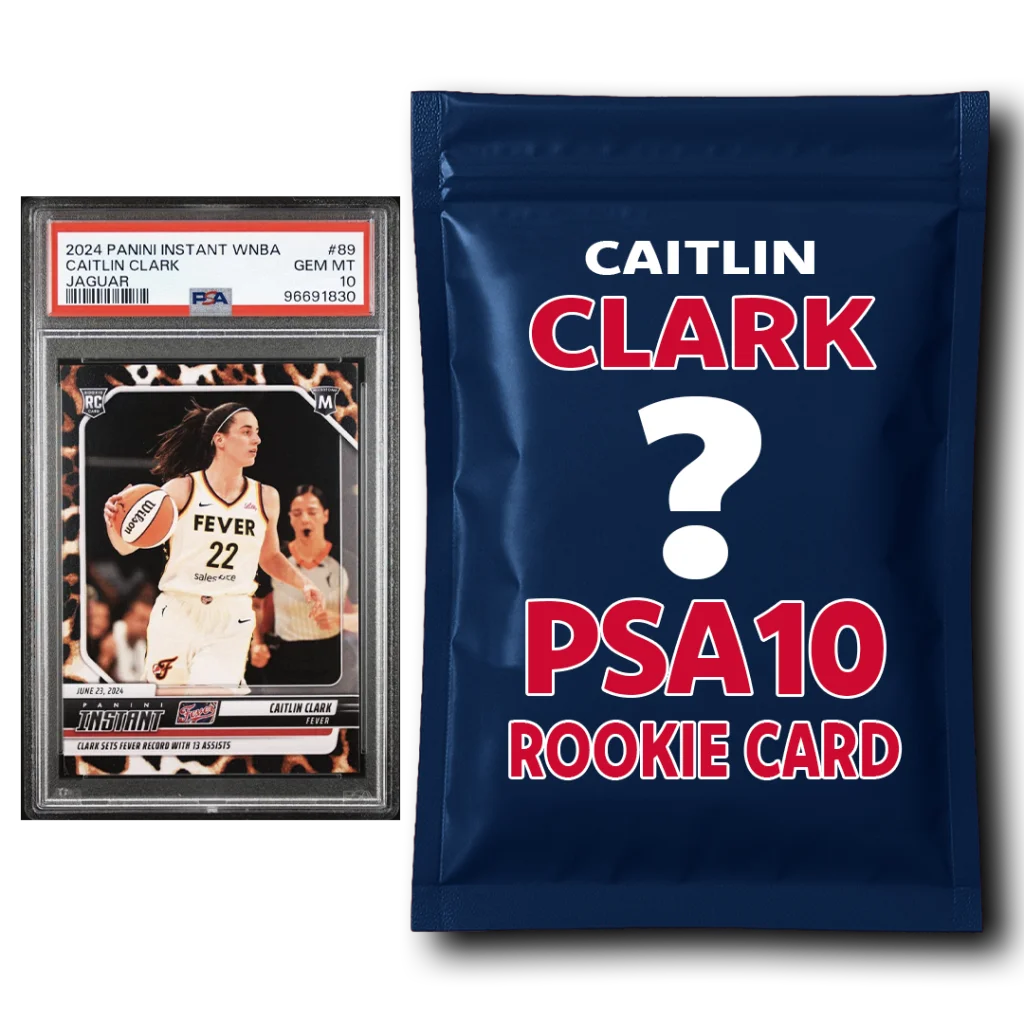 Caitlin Clark Topps Bowman rookie card and mystery pack in the Guaranteed PSA 10 set