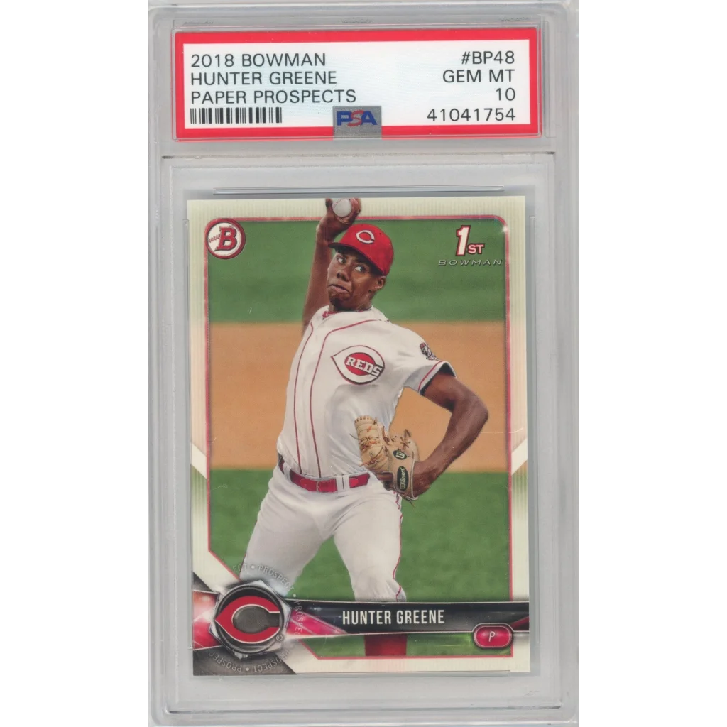 PSA 10 Hunter Greene 2018 Bowman Paper Prospects Gem Mint Baseball Card