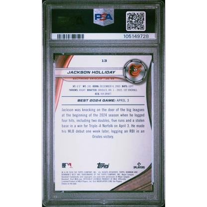 PSA 10 Jackson Holliday 2024 Bowmans Best Rookie Card silver black design