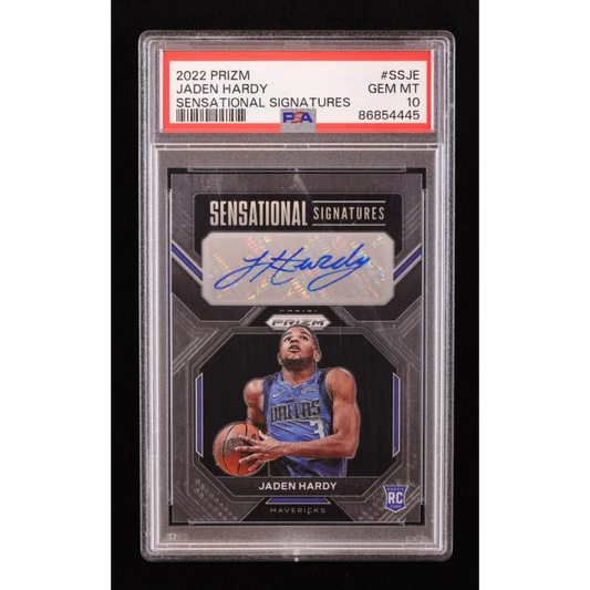Graded 2022 Jaden Hardy Prizm Sensational Signatures rookie basketball card in PSA 10 grade