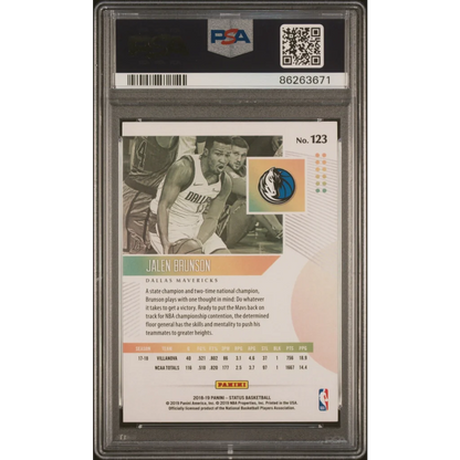 PSA 10 Gem Mint Jalen Brunson 2018 Panini Select Rookie Card Mavericks