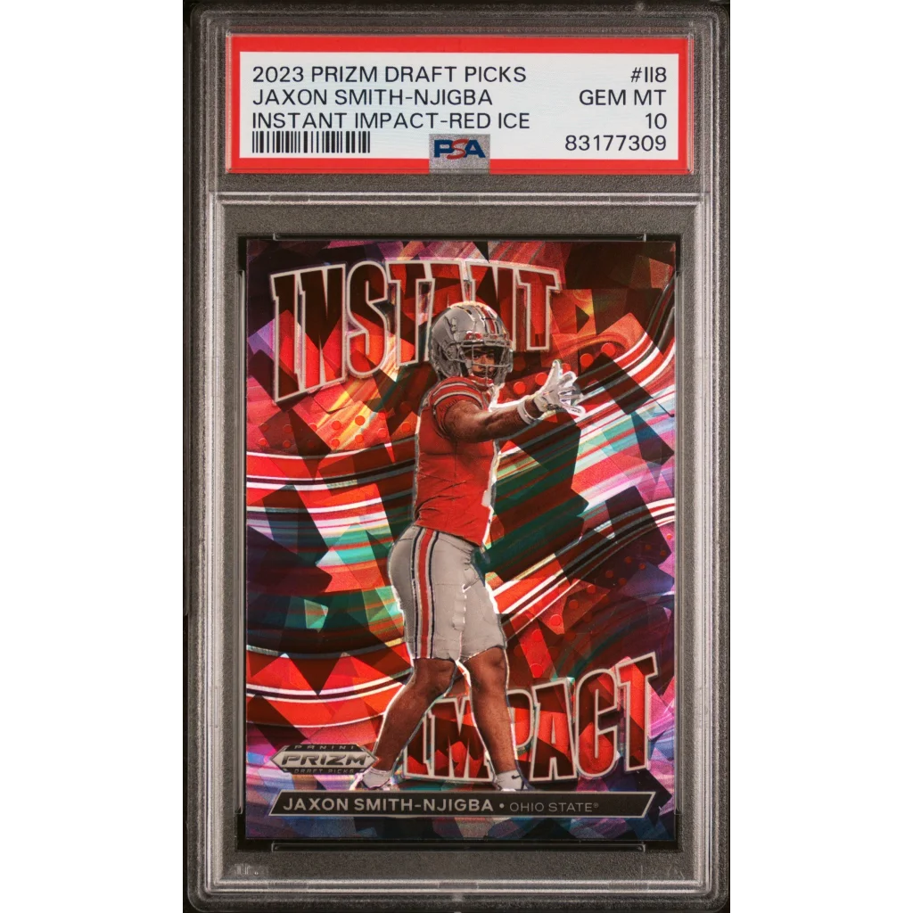 2023 Prizm Draft Picks Jaxon Smith-Njigba Red Ice Rookie Card GEM MT 10