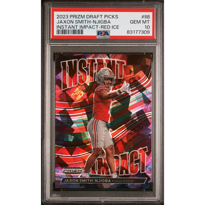 2023 Prizm Draft Picks Jaxon Smith-Njigba Red Ice Rookie Card GEM MT 10