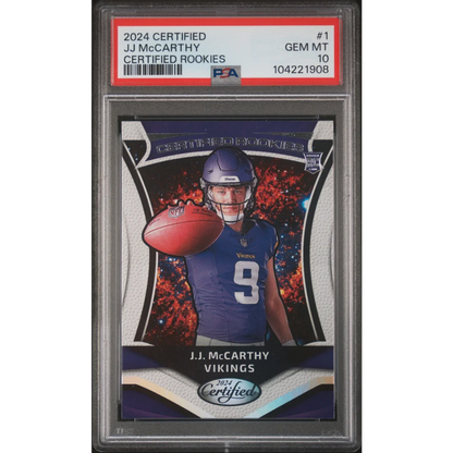 2024 PSA 10 Gem Mint JJ McCarthy Vikings Rookie Card Certified