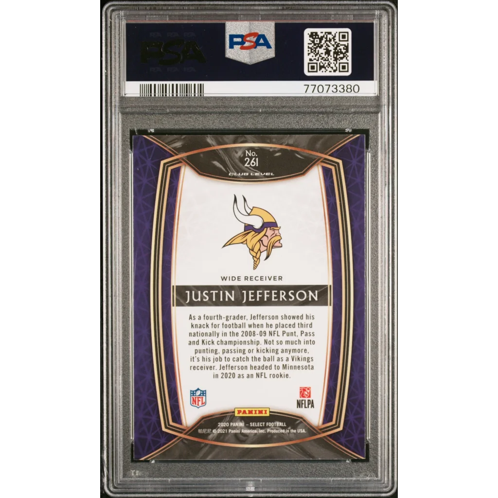 PSA 10 Gem Mint Justin Jefferson 2020 Panini Select Rookie Card #261