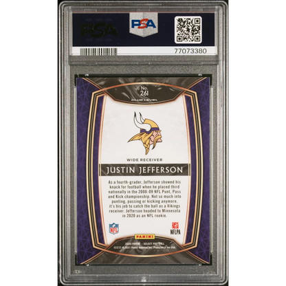 PSA 10 Gem Mint Justin Jefferson 2020 Panini Select Rookie Card #261