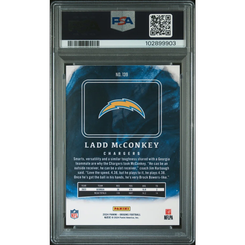PSA 10 Graded Ladd McConkey 2024 Origins Rookie Card Gem Mint