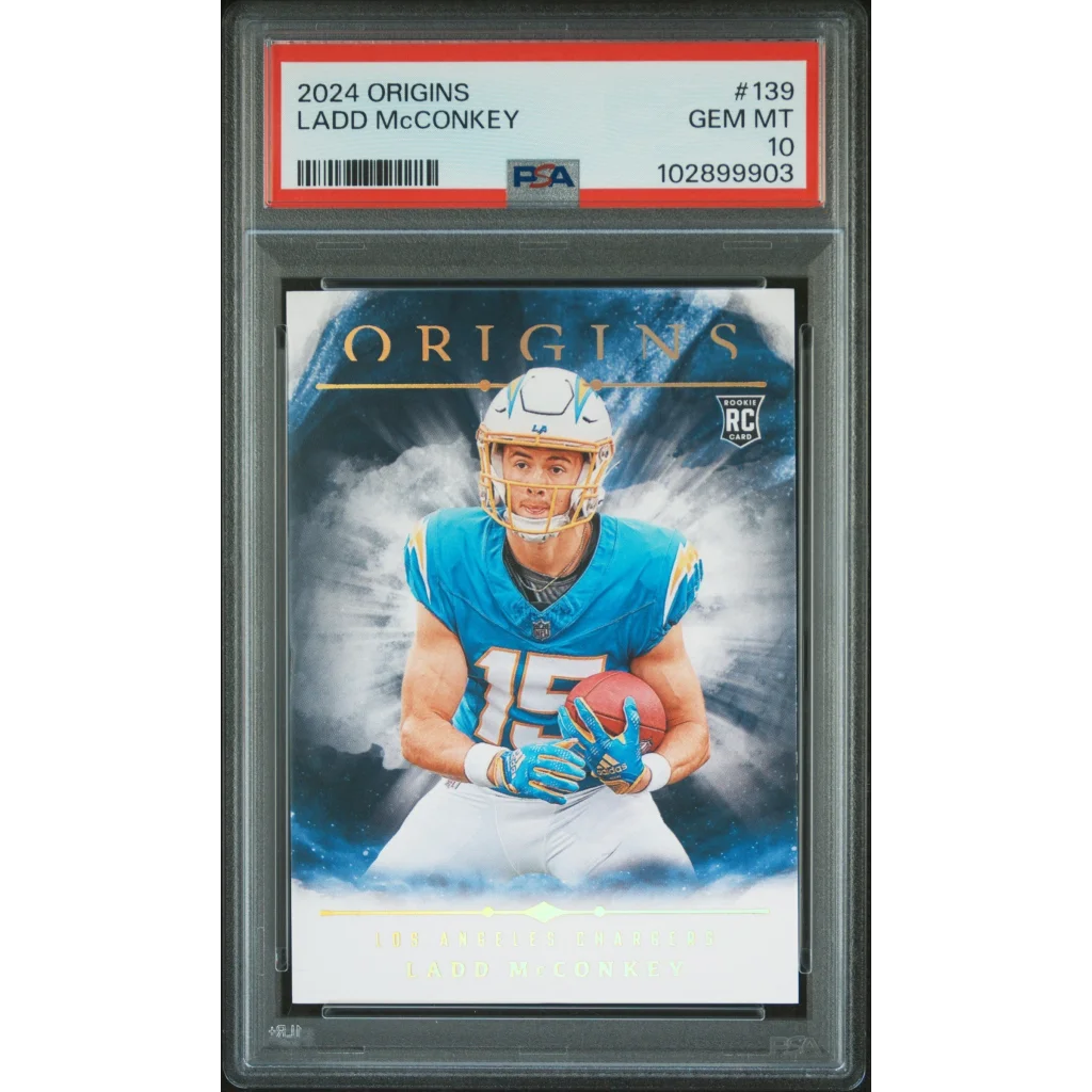 PSA 10 Graded Ladd McConkey 2024 Origins Rookie Card #139 Gem Mint