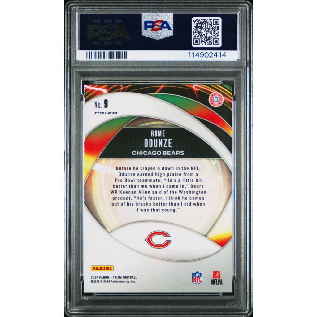 Graded PSA 10 Rome Odunze Chicago Bears Prizm Portals Green Wave Rookie Card