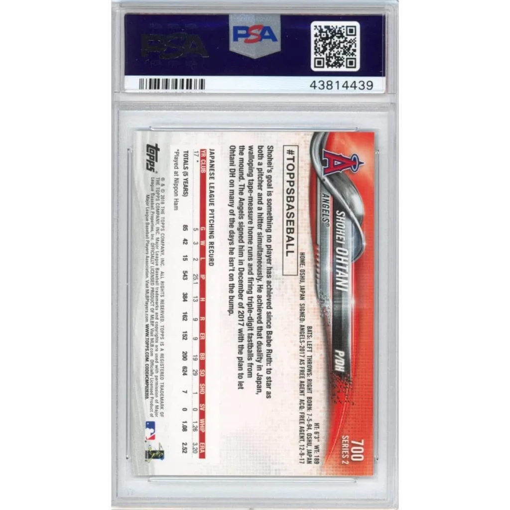 PSA 10 Gem Mint Shohei Ohtani 2018 Topps Rookie Card Graded