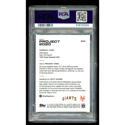Graded Willie Mays 1952 Topps Baseball Card from Project 2020 in PSA 10 condition