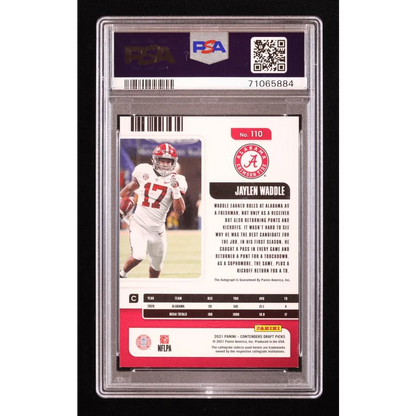 Graded PSA 8 Jaylen Waddle Autographed Rookie Card Alabama Crimson Tide football card