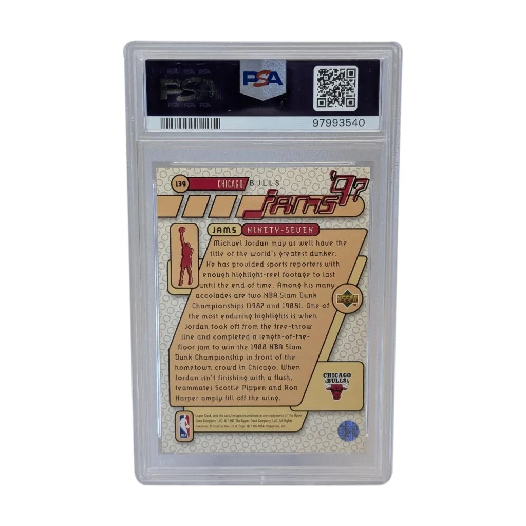 PSA 8 Upper Deck Michael Jordan 1997 Gold Chicago Bulls Card in Plastic Case