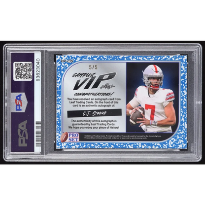 Graded PSA 9 CJ Stroud Pink Crystal Auto Card Ohio State Buckeyes football trading card