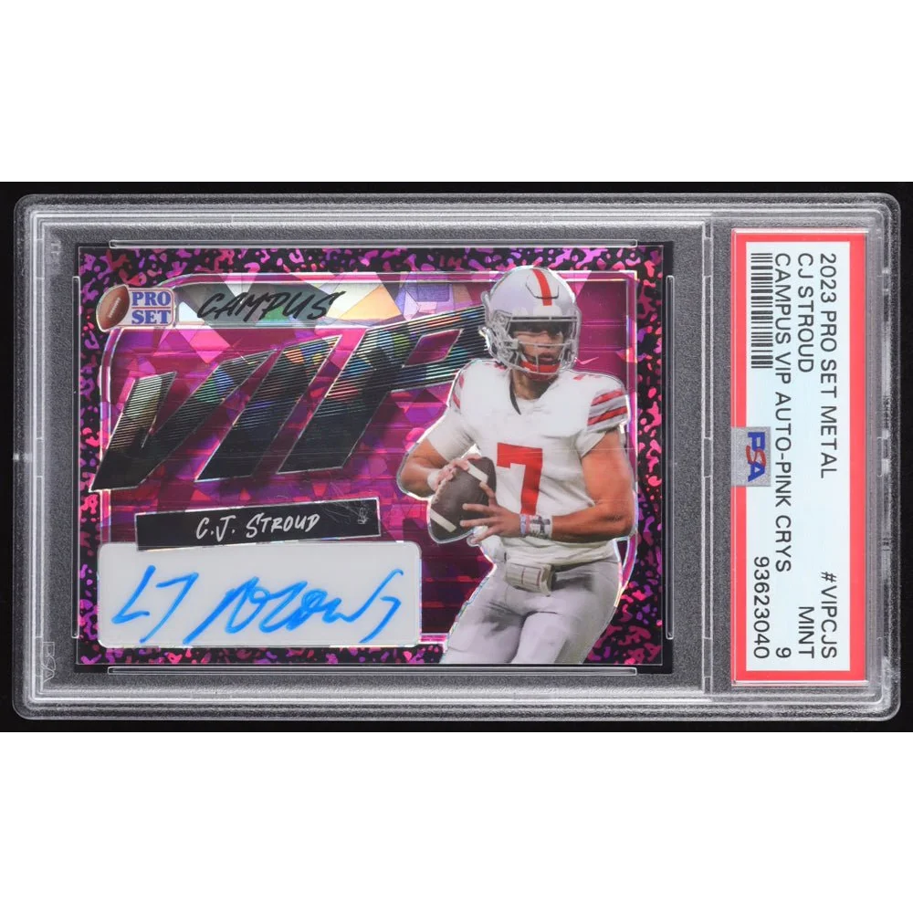 Graded 2023 PSA 9 CJ Stroud Pink Crystal Auto Ohio State Buckeyes football card