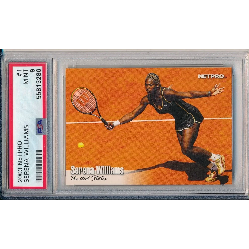 Graded 2003 NetPro Serena Williams tennis trading card in PSA 9 condition