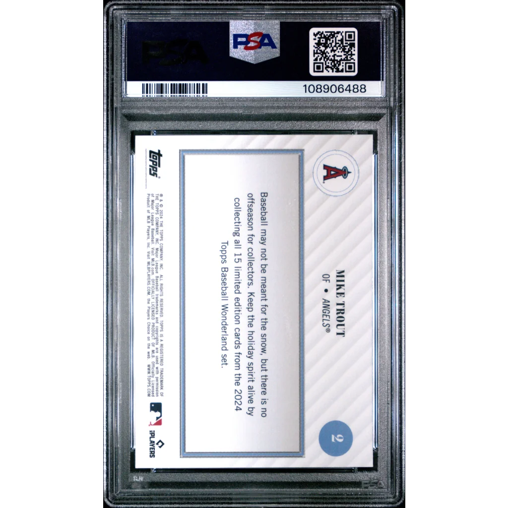 Graded Mike Trout 2024 Topps Baseball Wonderland card in PSA 9 condition
