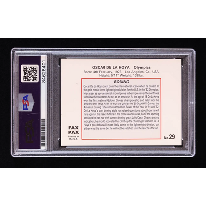 PSA Authenticated Oscar De La Hoya signed boxing card with graded Oscar De La Hoya boxing card