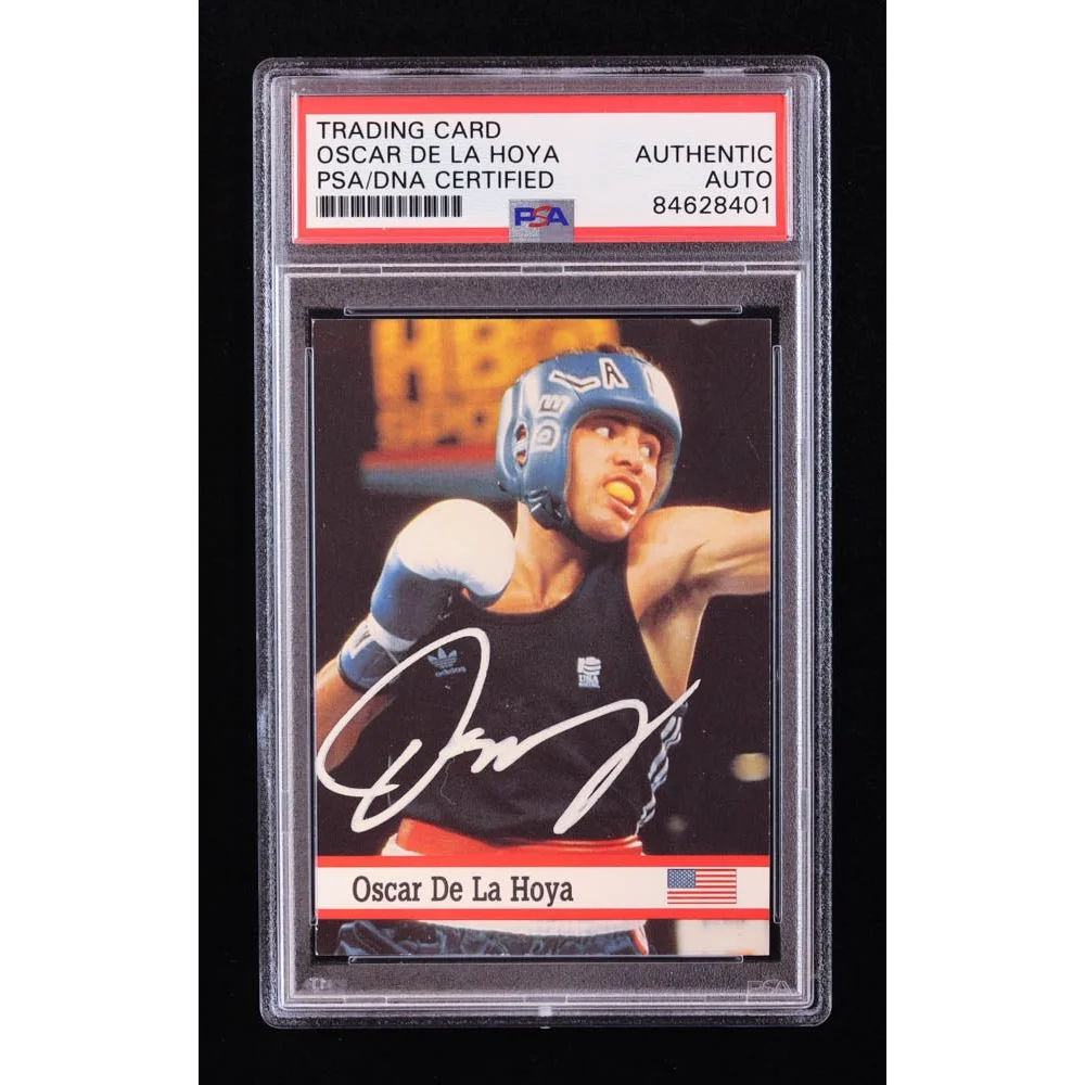 Oscar De La Hoya autographed trading card with PSA authentication and high grade