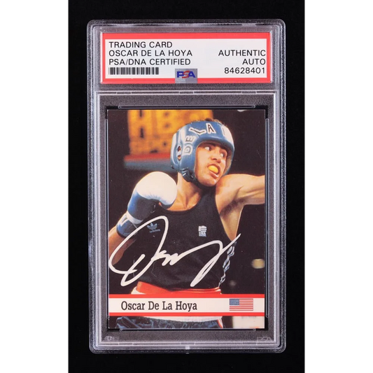 Oscar De La Hoya autographed trading card with PSA authentication and high grade