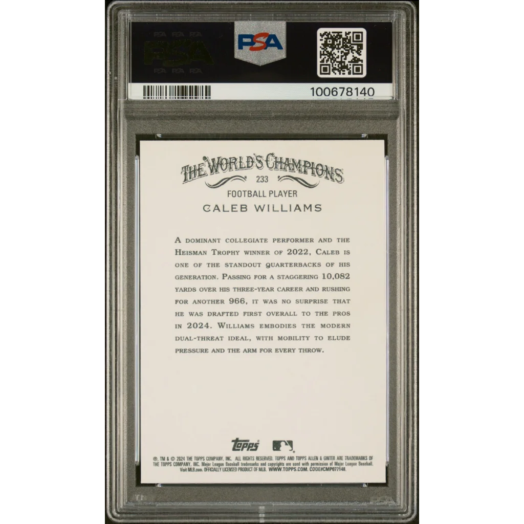 PSA Gem Mint 10 Caleb Williams 2024 Allen & Ginter Graded Card