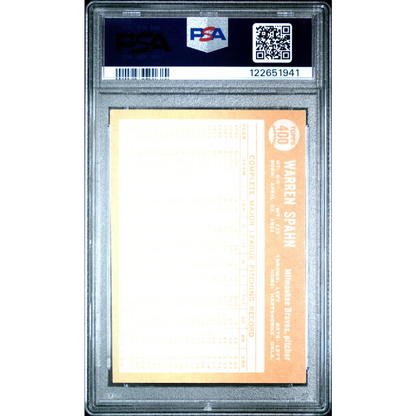 PSA graded 1964 Warren Spahn card in 1980 Topps holder with clear cover