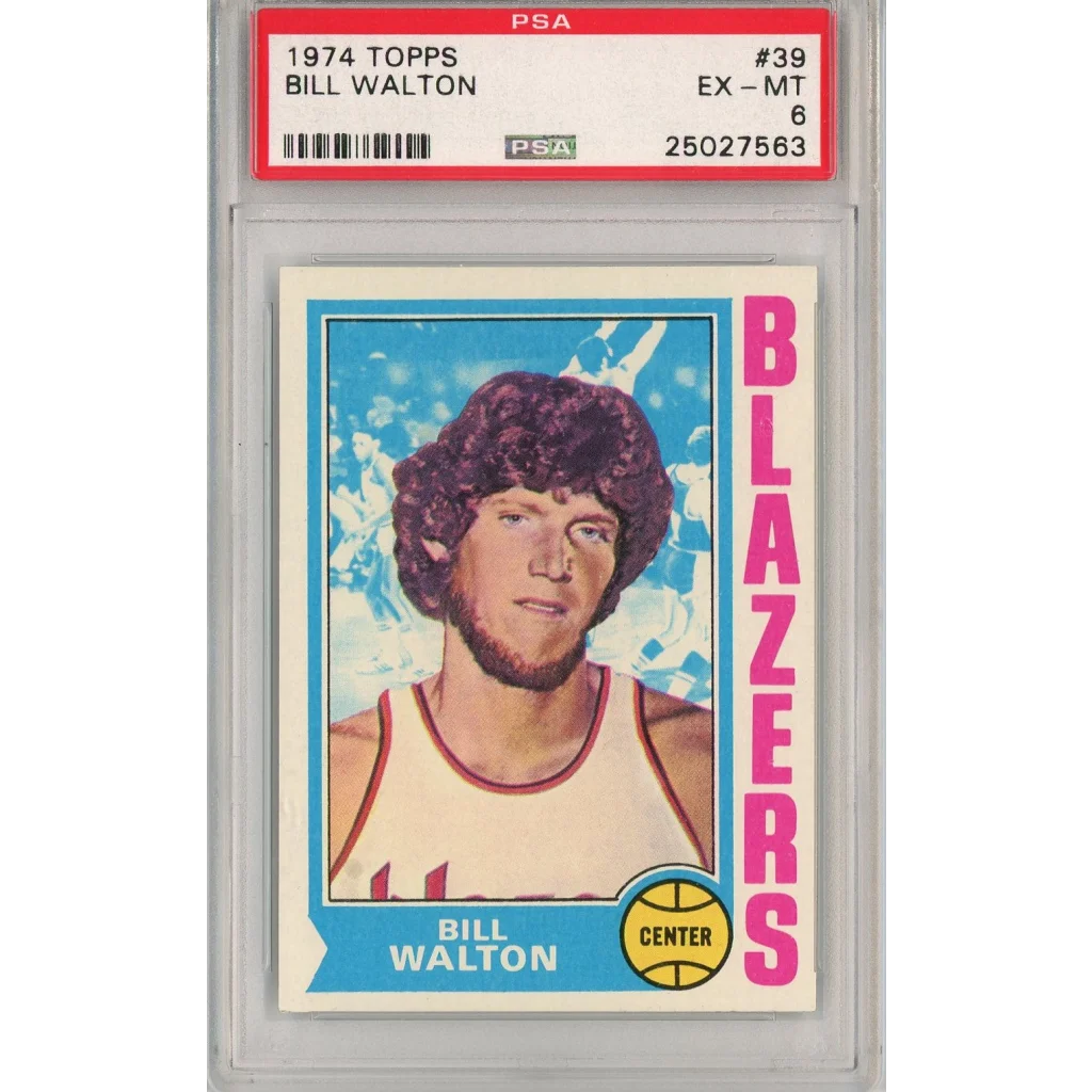 1974 Topps Bill Walton Basketball Card graded EX-MT 6 by PSA shown in product image