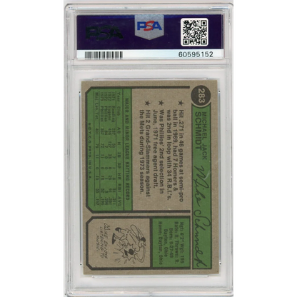 PSA graded 1974 Topps Mike Schmidt #283 card in EX MT condition