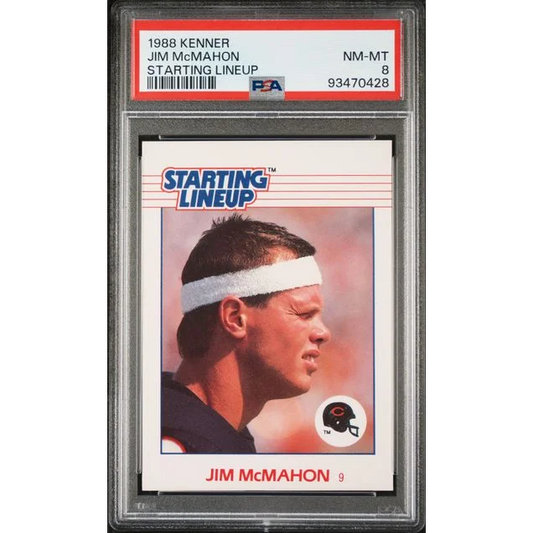 Graded 1988 Kenner Jim McMahon Starting Lineup Football Card in PSA holder