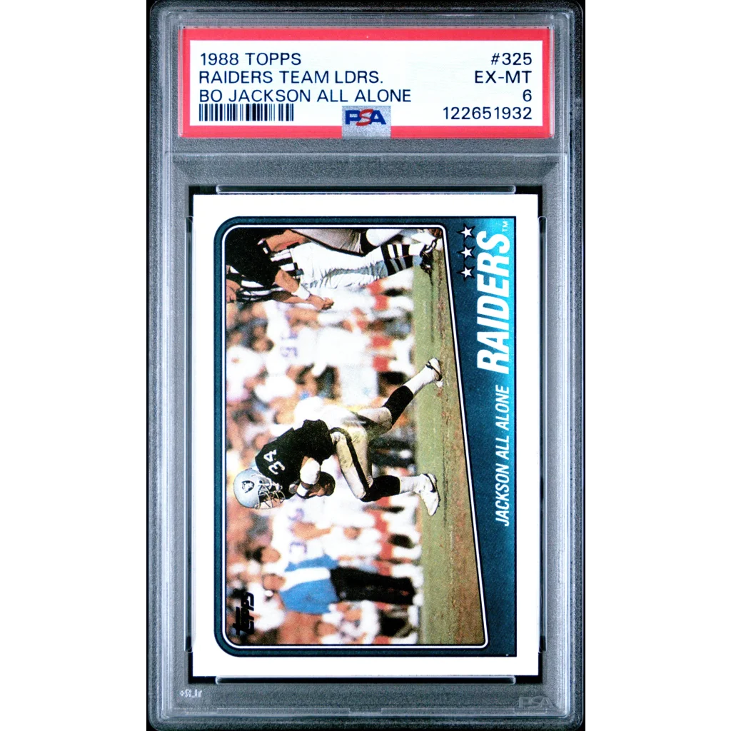 PSA graded 1988 Topps Bo Jackson Raiders team leaders card