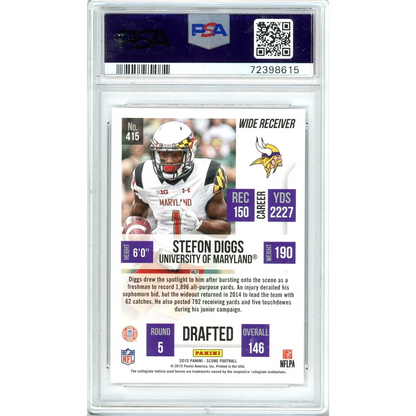 2015 Panini NFL football card of Stefon Diggs, Minnesota Vikings rookie card