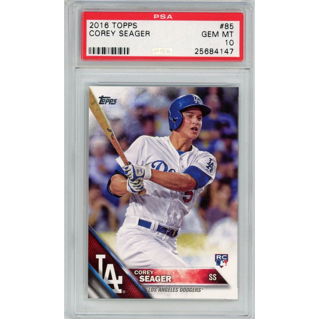 PSA graded 2016 Topps Corey Seager rookie baseball card in gem condition