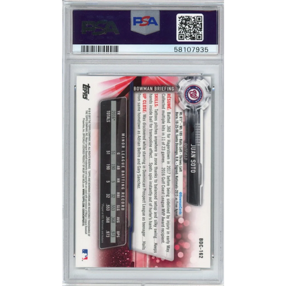 Encased PSA Graded 2017 Bowman Draft Juan Soto Rookie Card baseball trading card