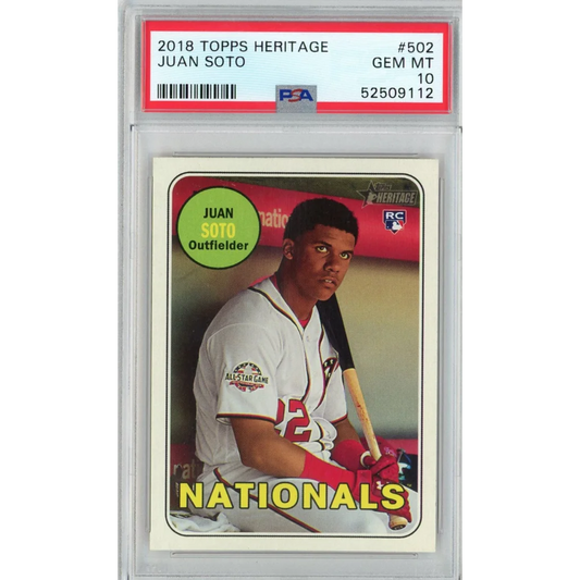 PSA graded 2018 Topps Heritage Juan Soto rookie card