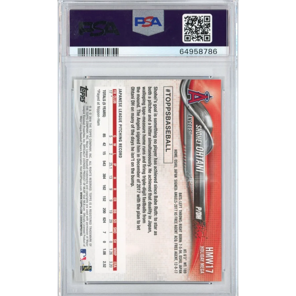 PSA Graded 2018 Topps Holiday Shohei Ohtani Metallic Baseball Card