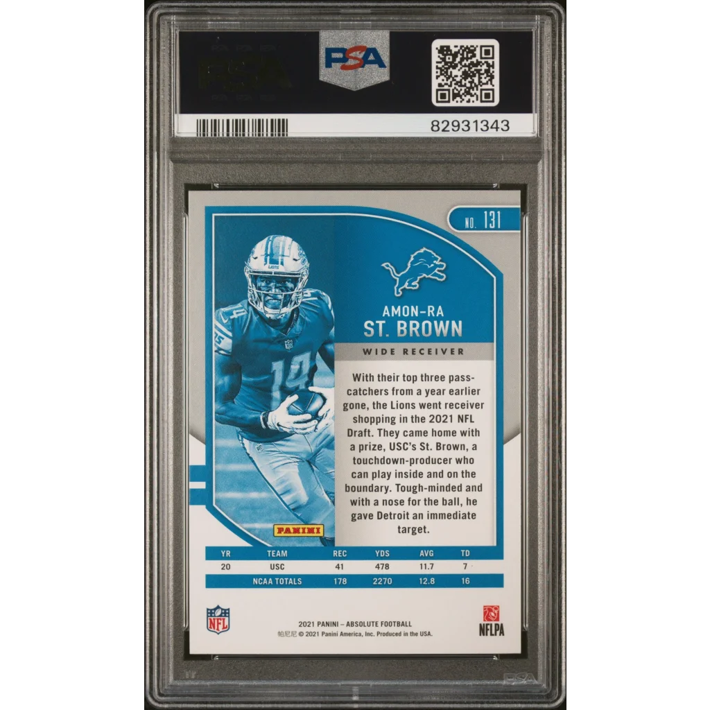 PSA graded 2021 Panini Absolute Amon-Ra St. Brown rookie card