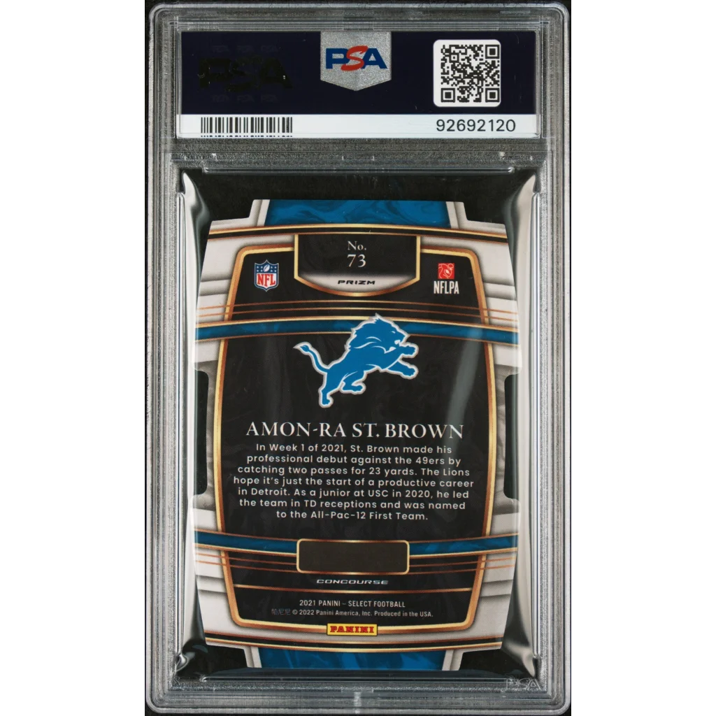 PSA graded 2021 Panini Select Amon-Ra St. Brown rookie card