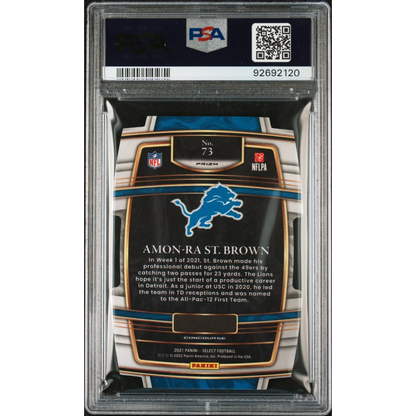 PSA graded 2021 Panini Select Amon-Ra St. Brown rookie card