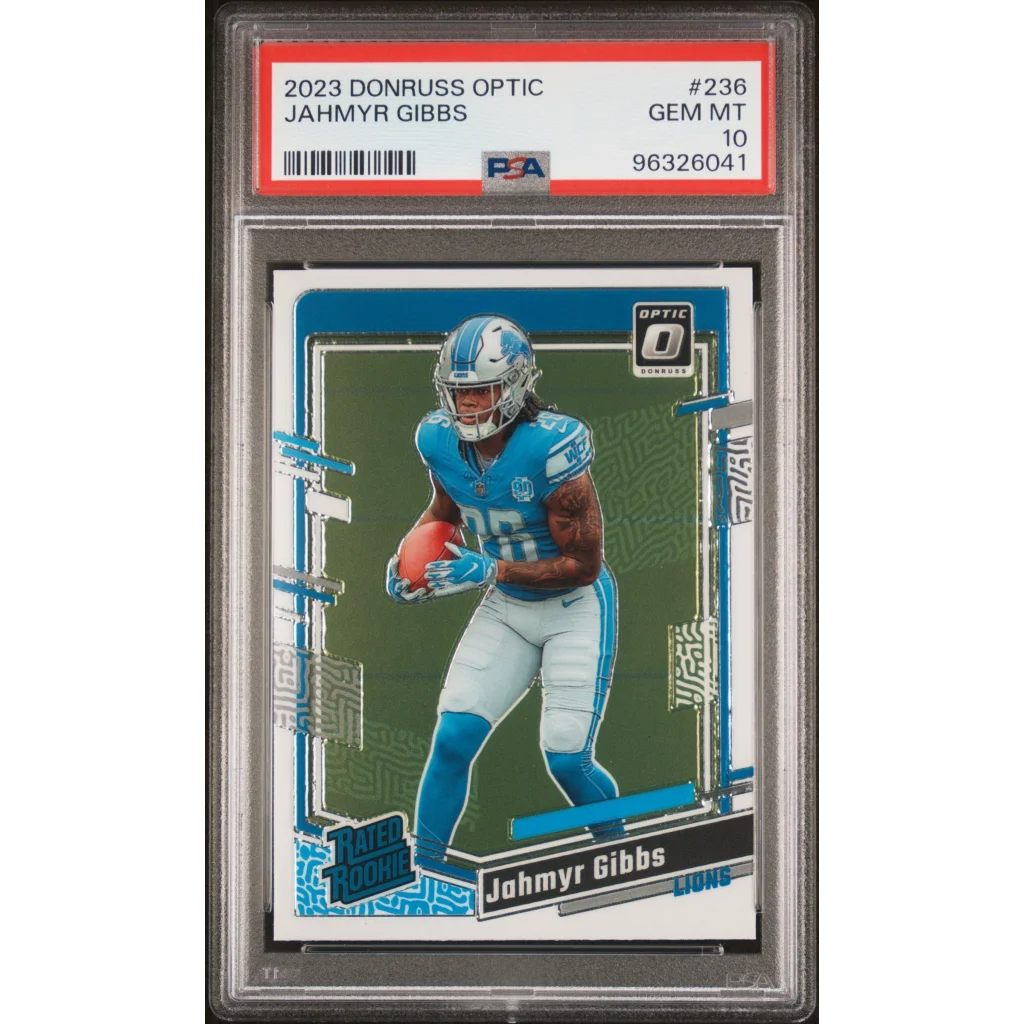 PSA Graded 2023 Donruss Optic Jahmyr Gibbs Rookie Card football card