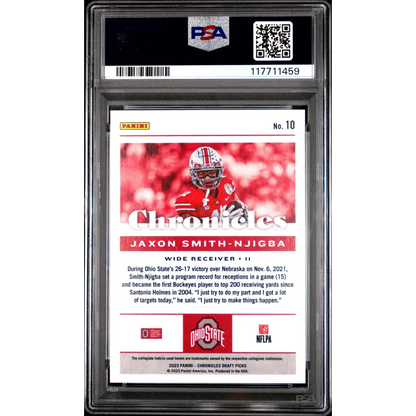 PSA graded 2023 Panini Chronicles Jaxon Smith-Njigba rookie card #10