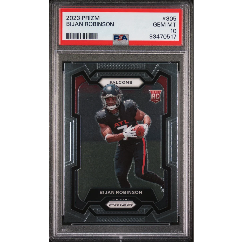 PSA Graded 2023 Prizm Bijan Robinson football card for trading or collection