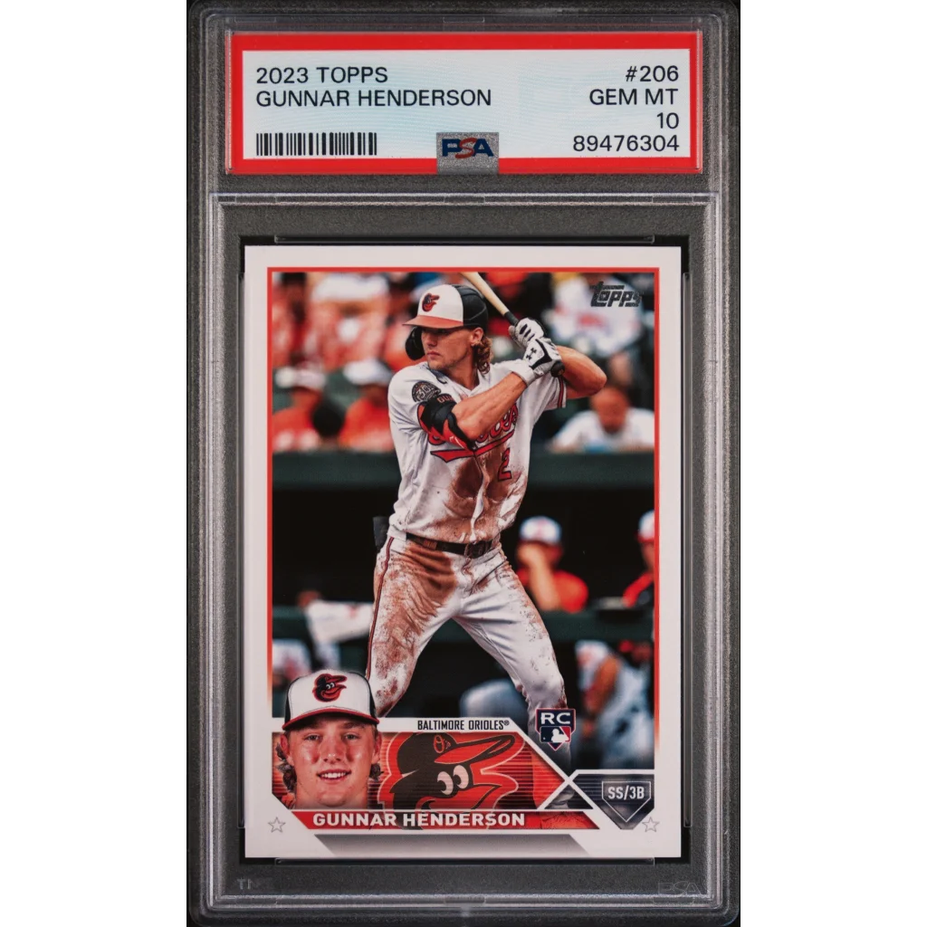 PSA Graded 2023 Topps Gunnar Henderson baseball card in perfect condition