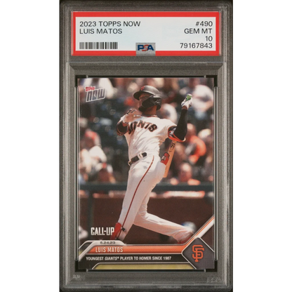 PSA Graded 2023 Topps Now Luis Matos baseball card front view