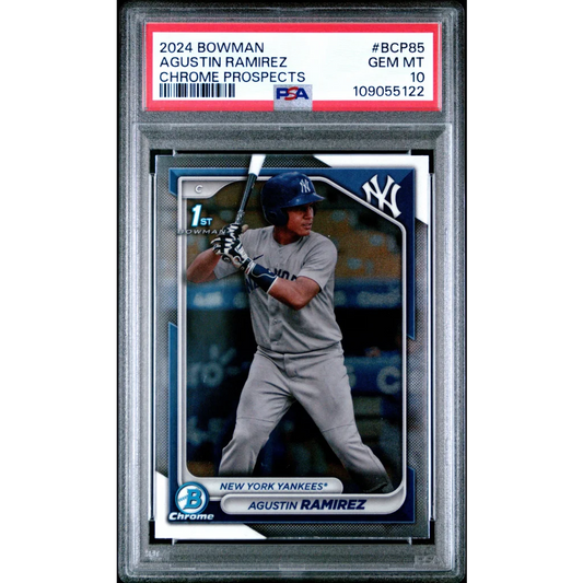 PSA Graded 2024 Bowman Chrome Prospects Agustin Ramirez baseball card image