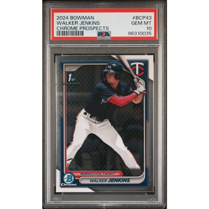 PSA graded 2024 Bowman Chrome Walker Jenkins rookie baseball card for collectors