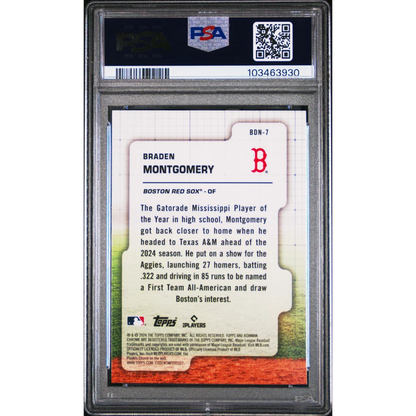 PSA graded 2024 Bowman Draft Braden Montgomery Red Sox rookie card