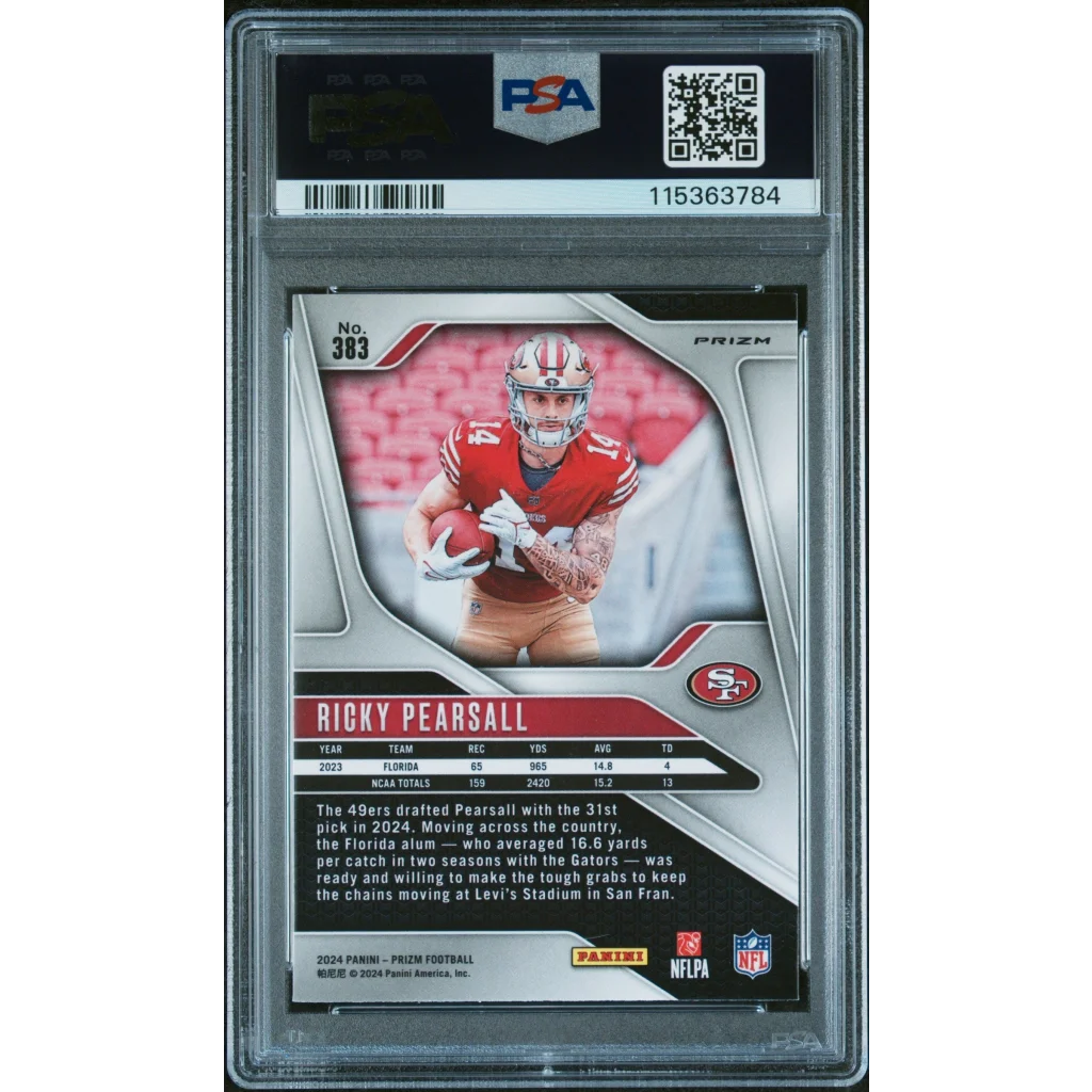 PSA graded 2024 Prizm neon green pulsar Ricky Pearsall rookie card in action