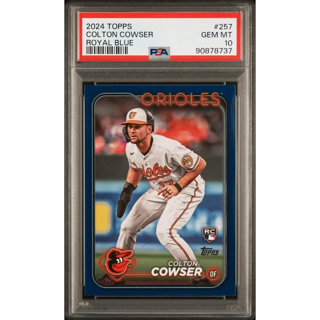 PSA Graded 2024 Topps Colton Cowser Royal Blue Baseball Card showin’ vibrant design